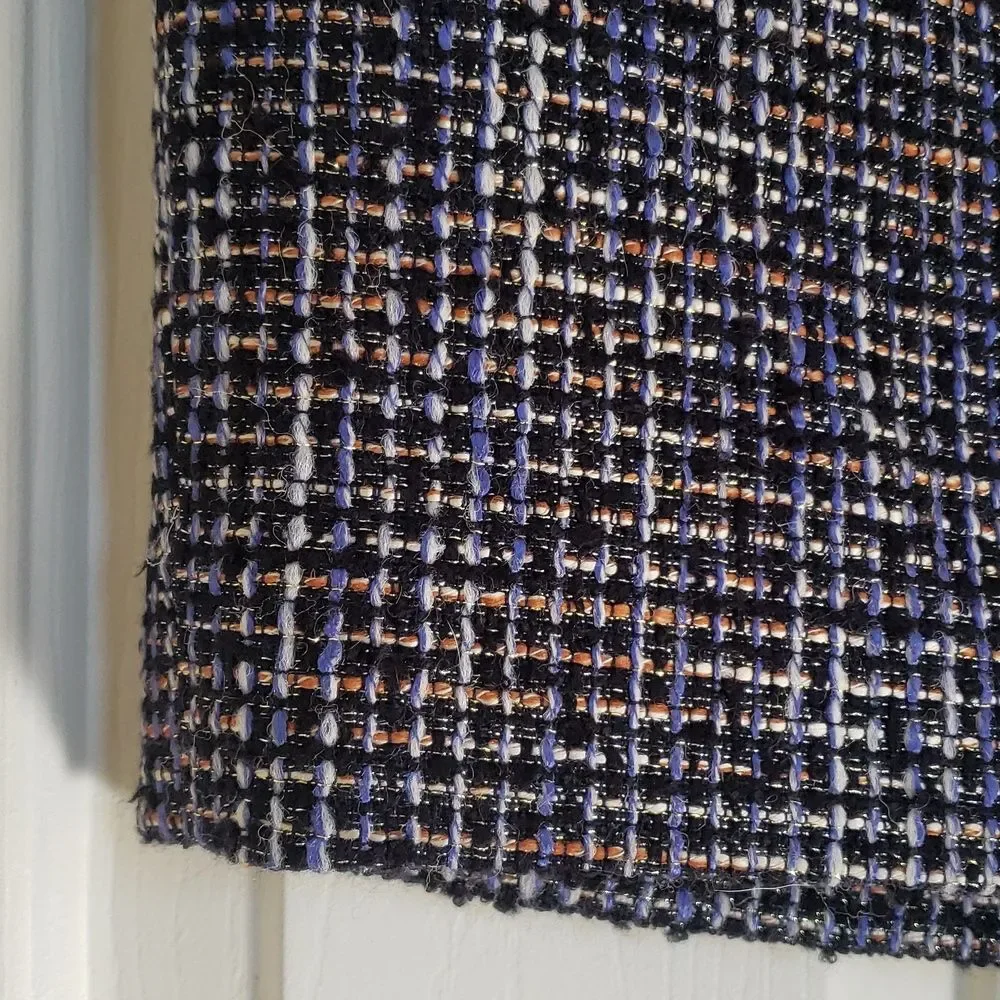 J.Crew No. 2 Wool Pencil Skirt • Black Periwinkle Metallic Gold Bouclé • Size 10